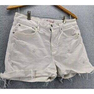 Sundry White Denim Distressed Cut Off Raw‎ Hem Star Love Short Size 30